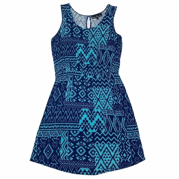 ELLEN Parker Blue Aztec Sleeveless Mini Dress - Picture 5 of 11